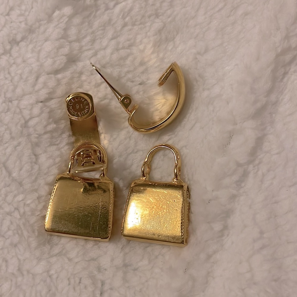 Celine *RARE* Vintage 91 mini purse clip-on earrings - Picture 4 of 6